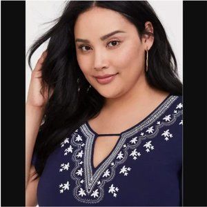 Size 3X | Women's Super Soft Blue Cutout Babydoll Top